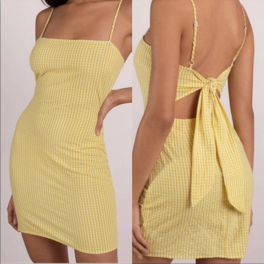 Tobi Adorable Yellow Gingham Dress